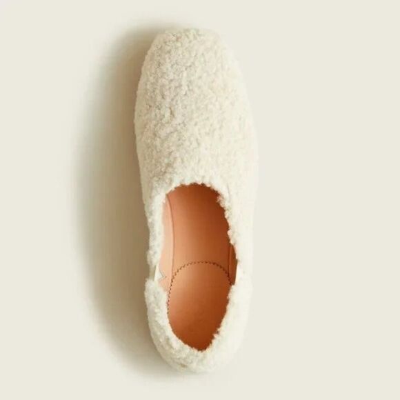 J. Crew Sherpa Flats with Elastic in Dusty Ivory BD448 Women's Size 8 - Picture 3 of 12
